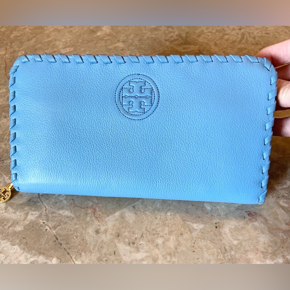 Tory Burch Marion Multi Gusset Long Leather Wallet with TB Charm